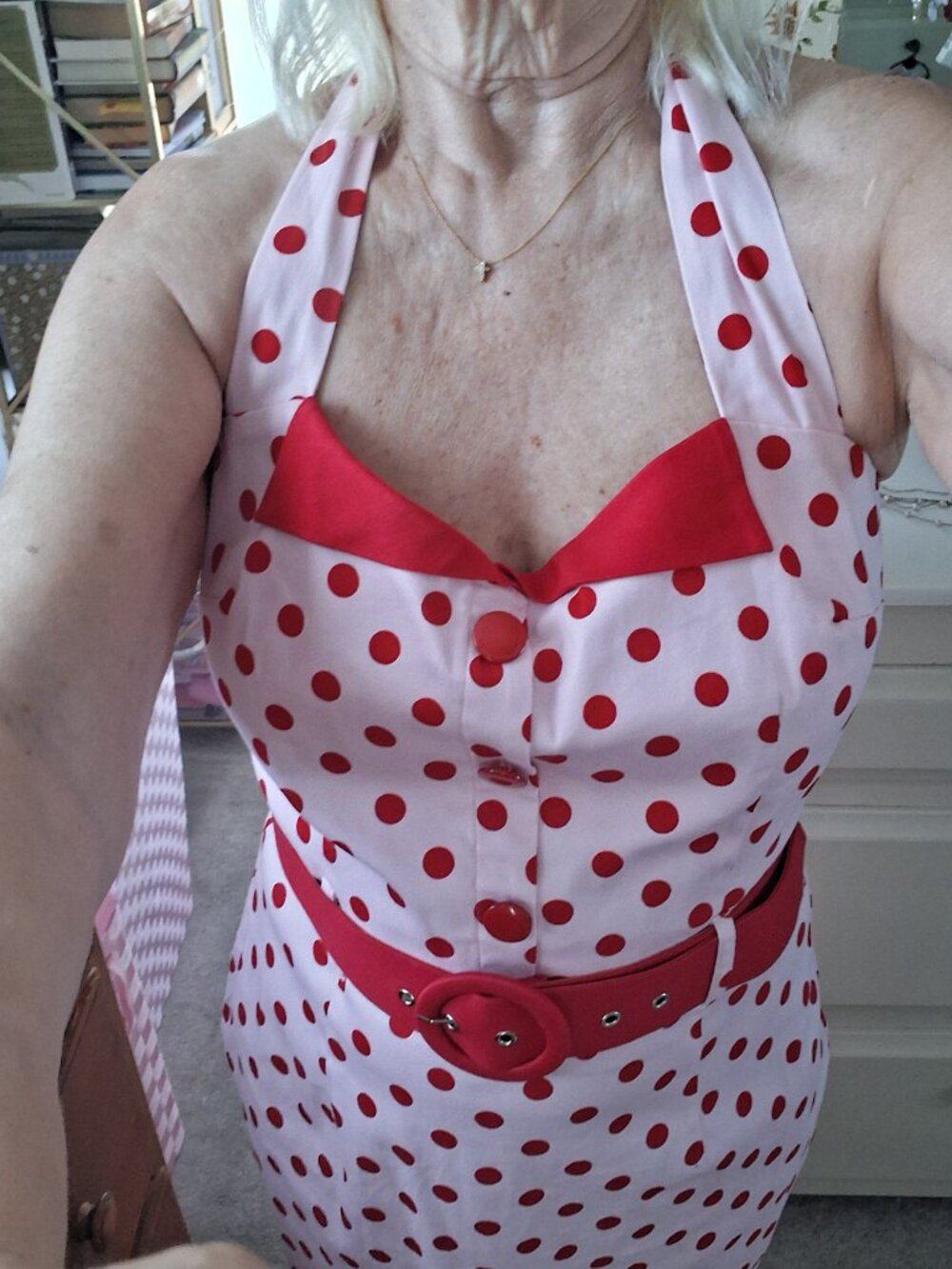 RARE! Pinup Retro Polka Dot Pencil Dress, L, UK 14, NWT, - Picture 4 of 10